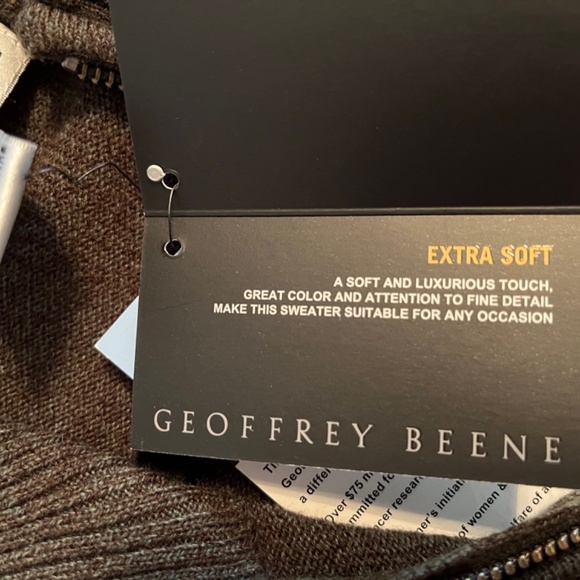 GEOFFREY BEENE Men's grey/green Extra Soft Front zip Argyle sleeve sweater NWT - Picture 7 of 8